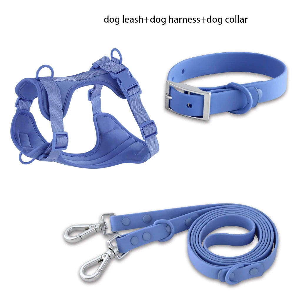 Dog Harness Adjustable Chest Strap Three-Piece Set, Small Medium Dog Double Leash