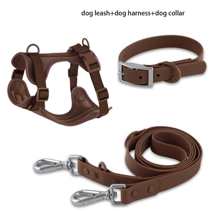 Dog Harness Adjustable Chest Strap Three-Piece Set, Small Medium Dog Double Leash